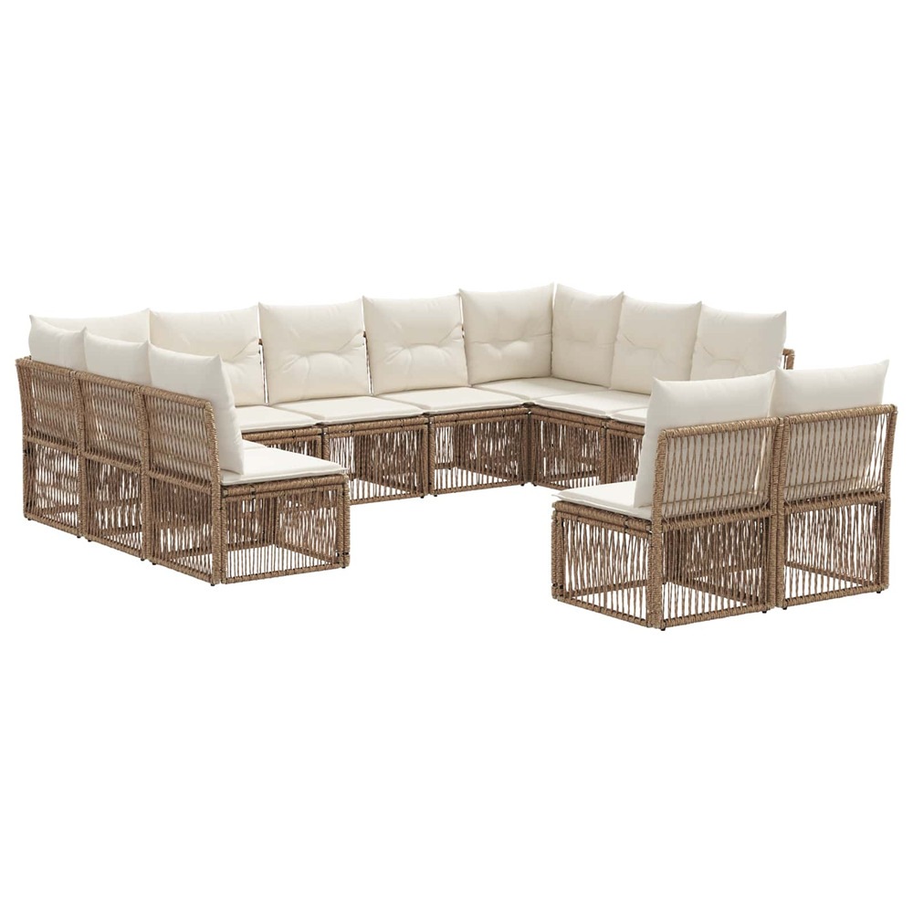Ensemble de canapé de jardin 11 pcs beige polyrotin