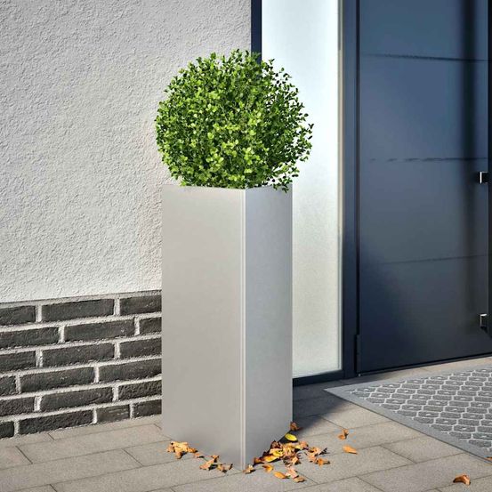Jardinière triangulaire acier galvanisé 75cm argenté