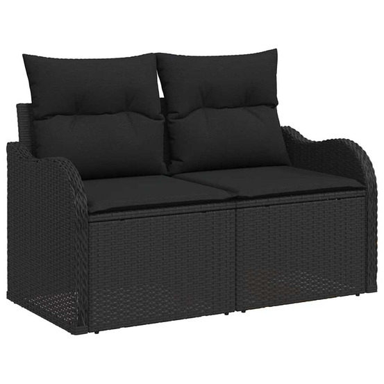 Ensemble de canapé de jardin 8 pcs noir poly rotin