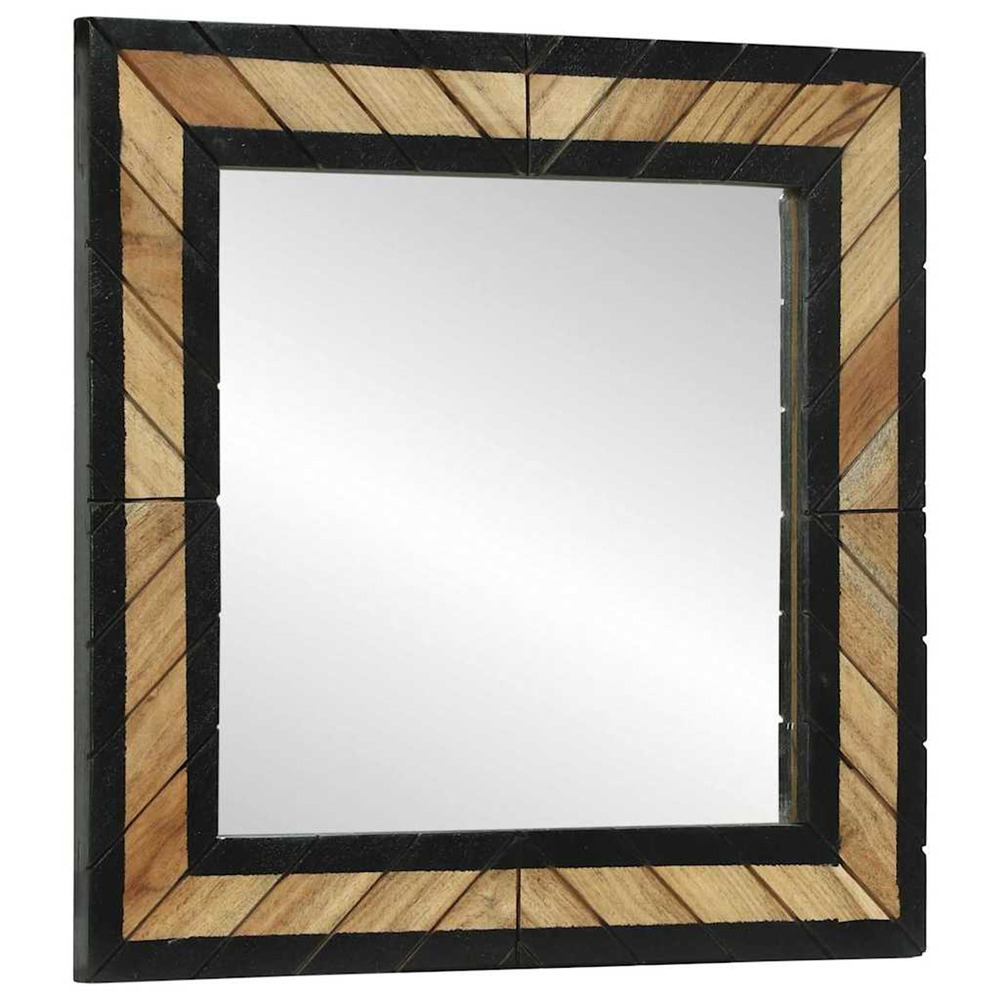 Miroir mural noir et marron 50 x 2 x 50 cm bois d'acacia massif