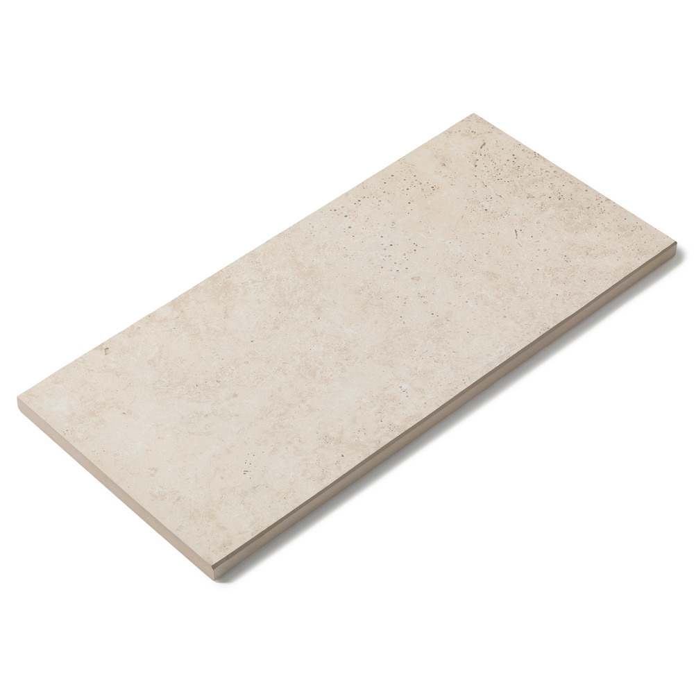 Margelle de piscine effet travertin beige 60x28x2 cm bord droit pietra - ro'ma carrelage