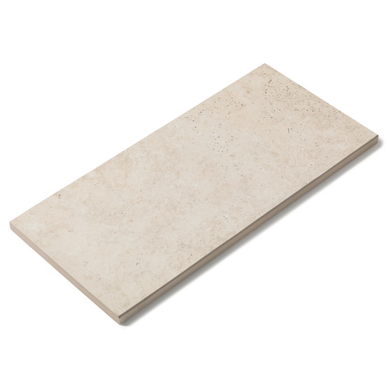 Margelle de piscine effet travertin beige 60x28x2 cm bord droit pietra - ro'ma carrelage