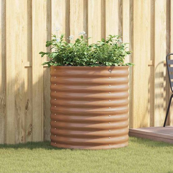 Jardinière haute ergonomique en métal marron 81cm, bac potager pour balcon