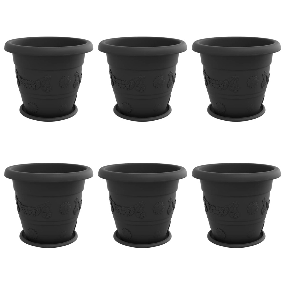Pots de plantes 6 pcs noir ø 26 x 21.5 cm plastique