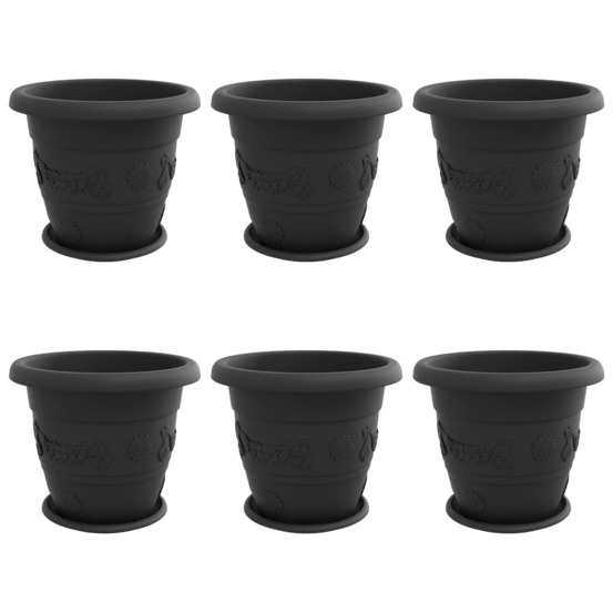 Pots de plantes 6 pcs noir ø 26 x 21.5 cm plastique