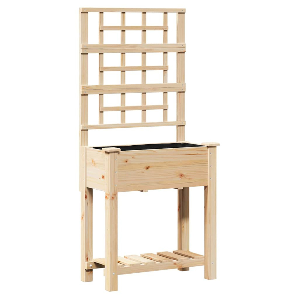 Cache-pot de jardin beige 71 x 38 x 152 cm bois de sapin massif