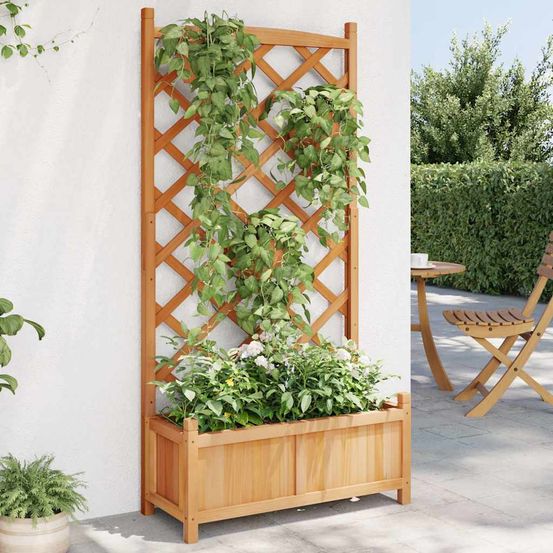 Jardinière avec treillis arqué bois de sapin pour plantes grimpantes marron 150cm