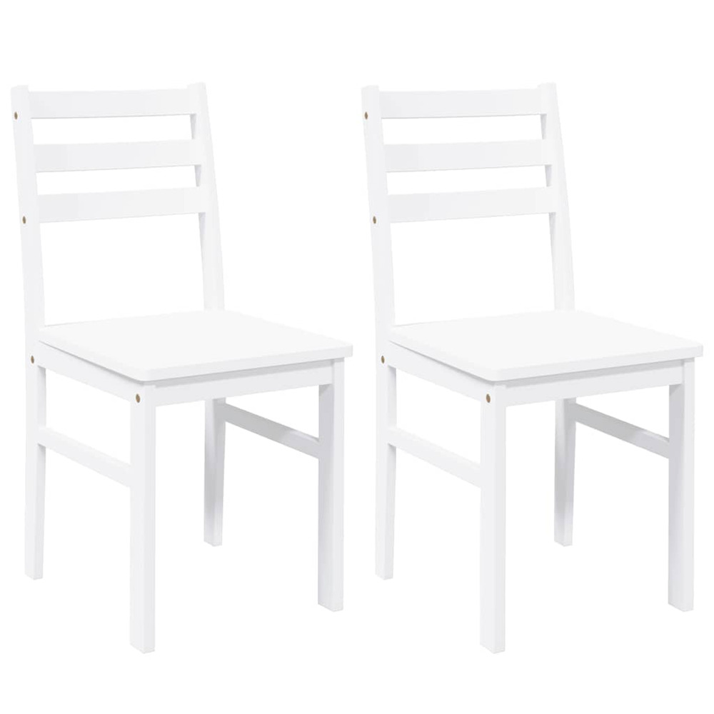 Chaises à manger 2 pcs blanc bois massif caoutchouc