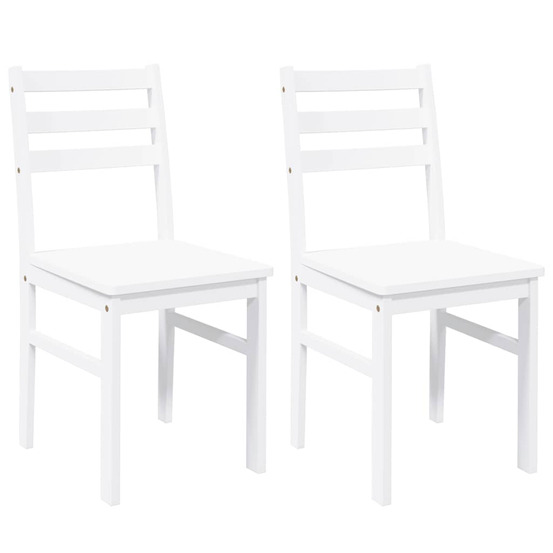 Chaises à manger 2 pcs blanc bois massif caoutchouc