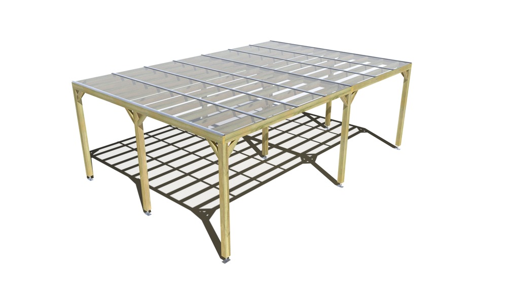 Pergola bois • 7m x 5m • indépendante • sens largeur • couverture étanche transparente incluse • livraison comprise