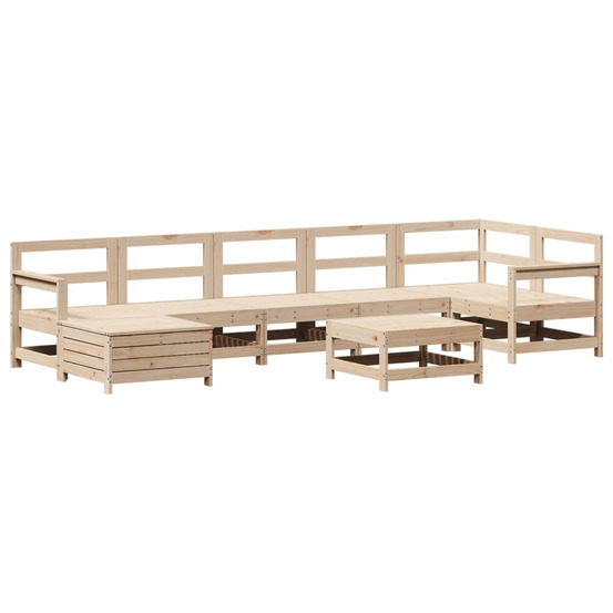 Salon de jardin 8 pcs bois de pin massif