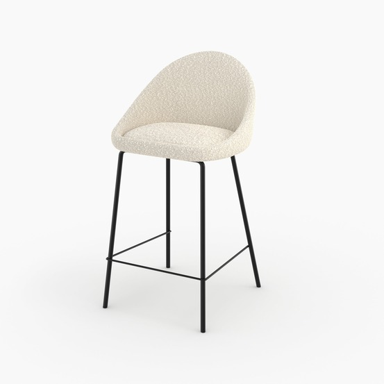 Misty-chaise pour îlot central effet laine bouclette blanche 65 cm