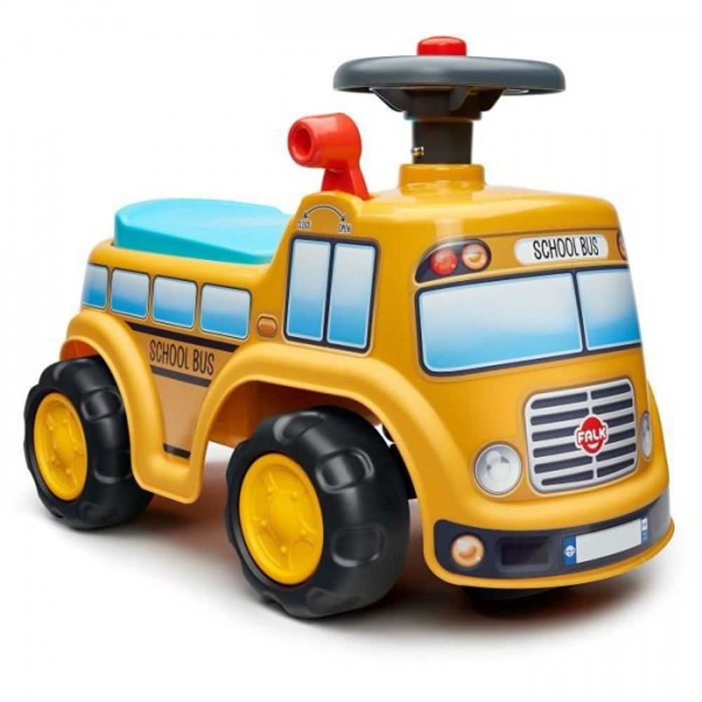 Porteur trotteur - - school bus - assise ouvrante - volant directionnel - des 12 mois - 100% fabriqué en france