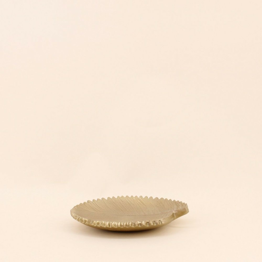 Vide poche feuille en polyrésine doré 20cm