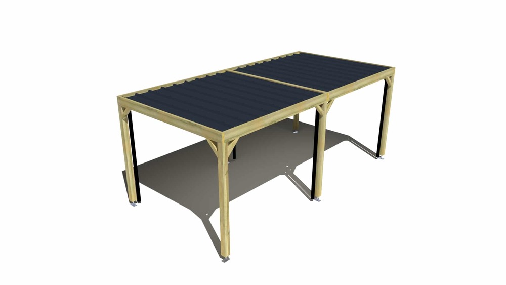 Carport bois • 6m x 3m • indépendante • sens largeur • livraison comprise