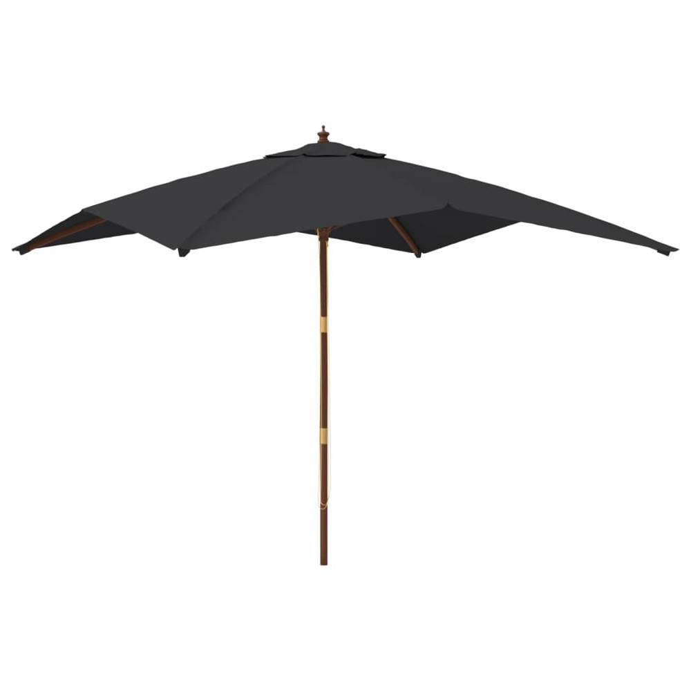 Parasol de jardin avec mât en bois 300 x 300 x 273 cm noir