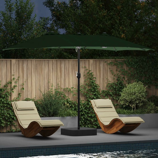 Parasol de jardin vert 385 x 209 x 244 cm polyester