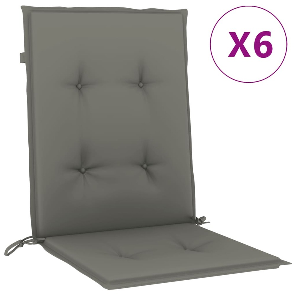 Coussins de chaise à dossier bas lot de 6 gris foncé mélangé