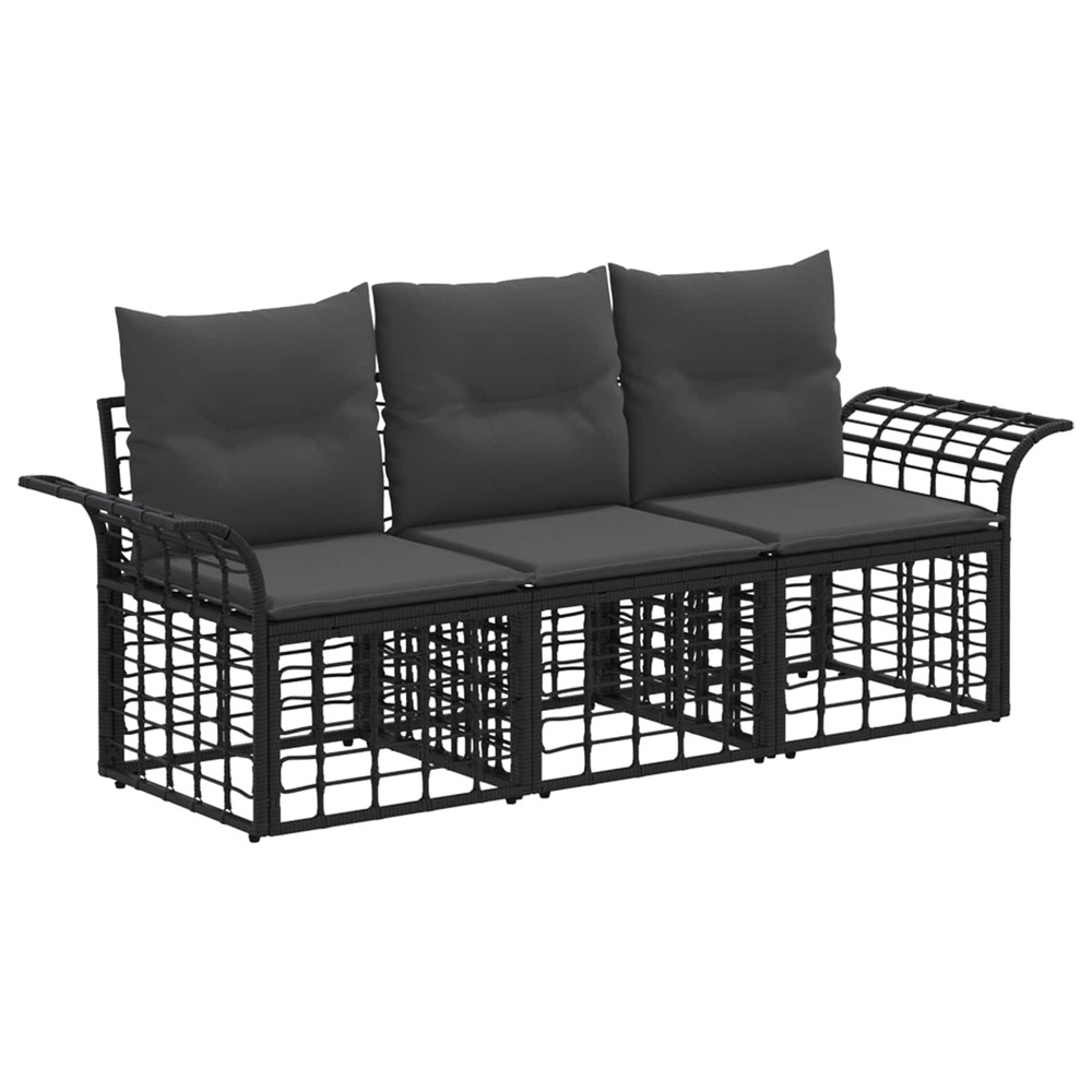 Ensemble de canapés d'extérieur 3 pcs noir et gris foncé