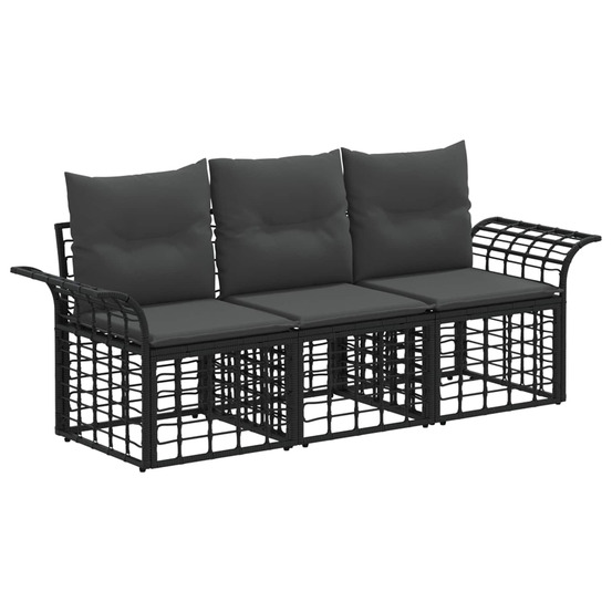 Ensemble de canapés d'extérieur 3 pcs noir et gris foncé