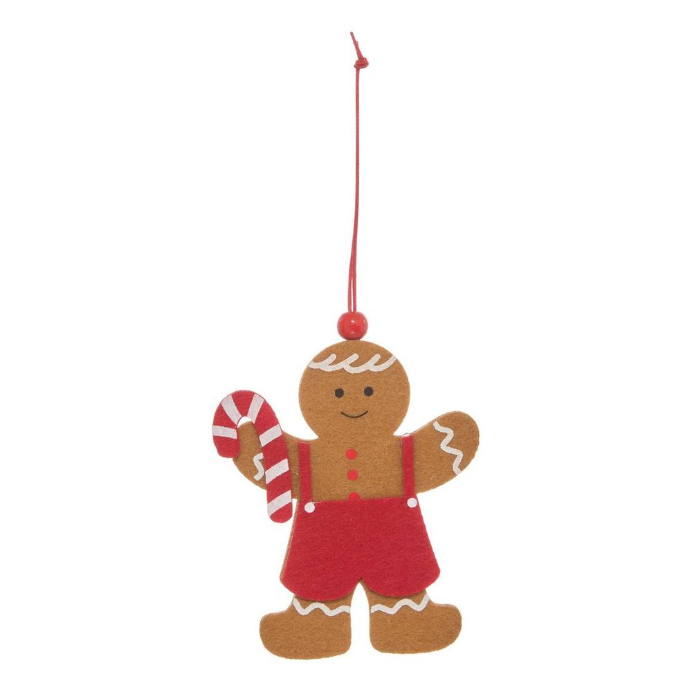 Suspension de sapin pain d'épices garçon ou fille en feutrine 11 cm