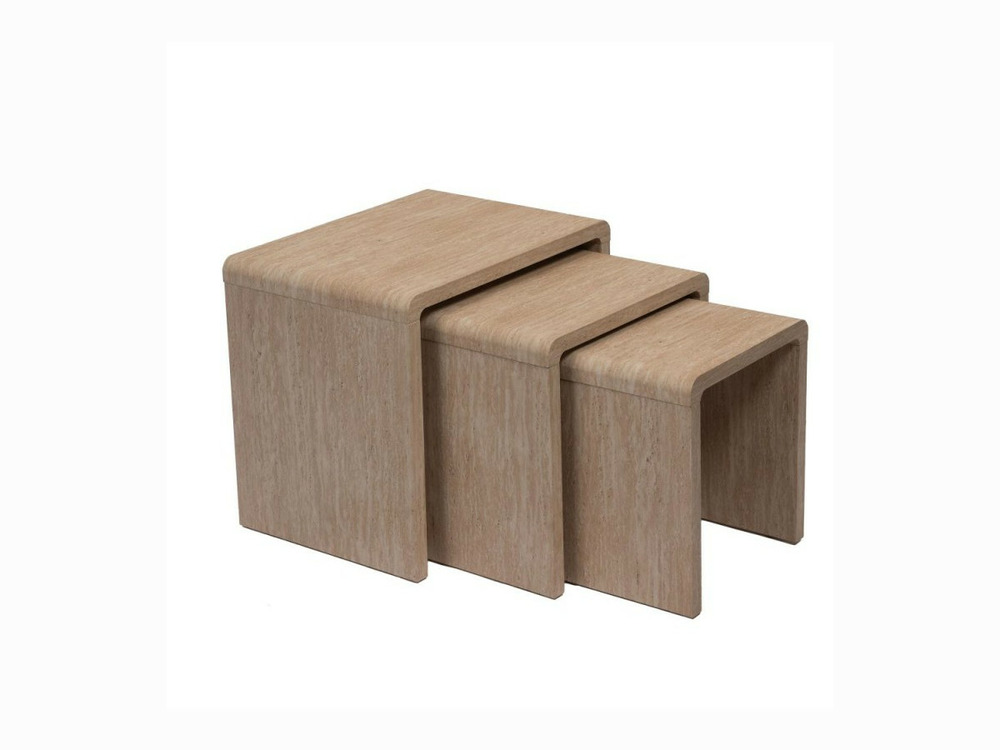 Lot de 3 bouts de canapé travertin