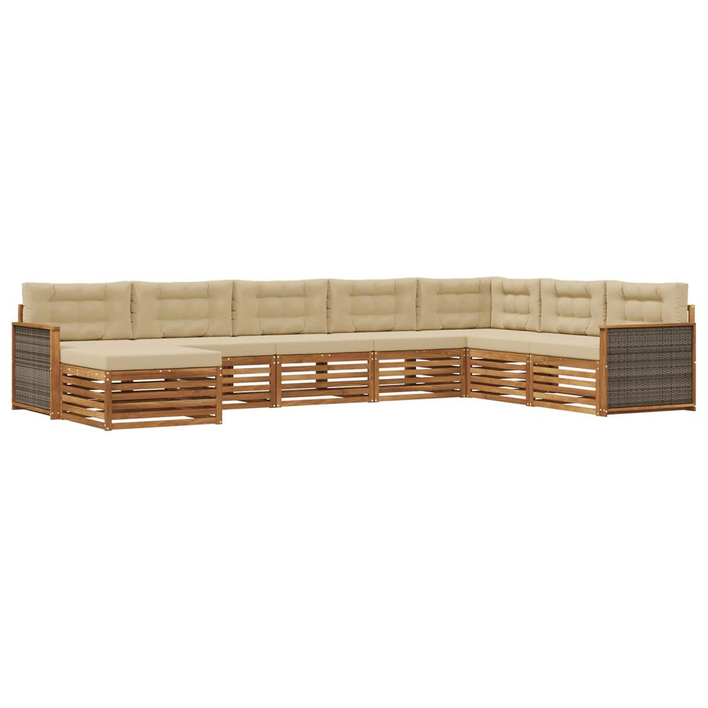 Ensemble de canapés d'extérieur 8 pc naturel et beige