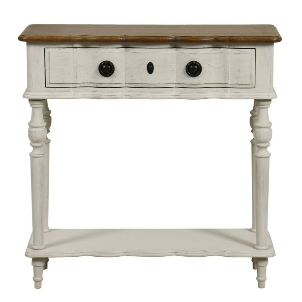 Console 1 tiroir bois blanc - manoir interior's