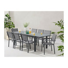 Ensemble repas de jardin : table extensible 120-180 cm + 2 fauteuils + 6 chaises - gris