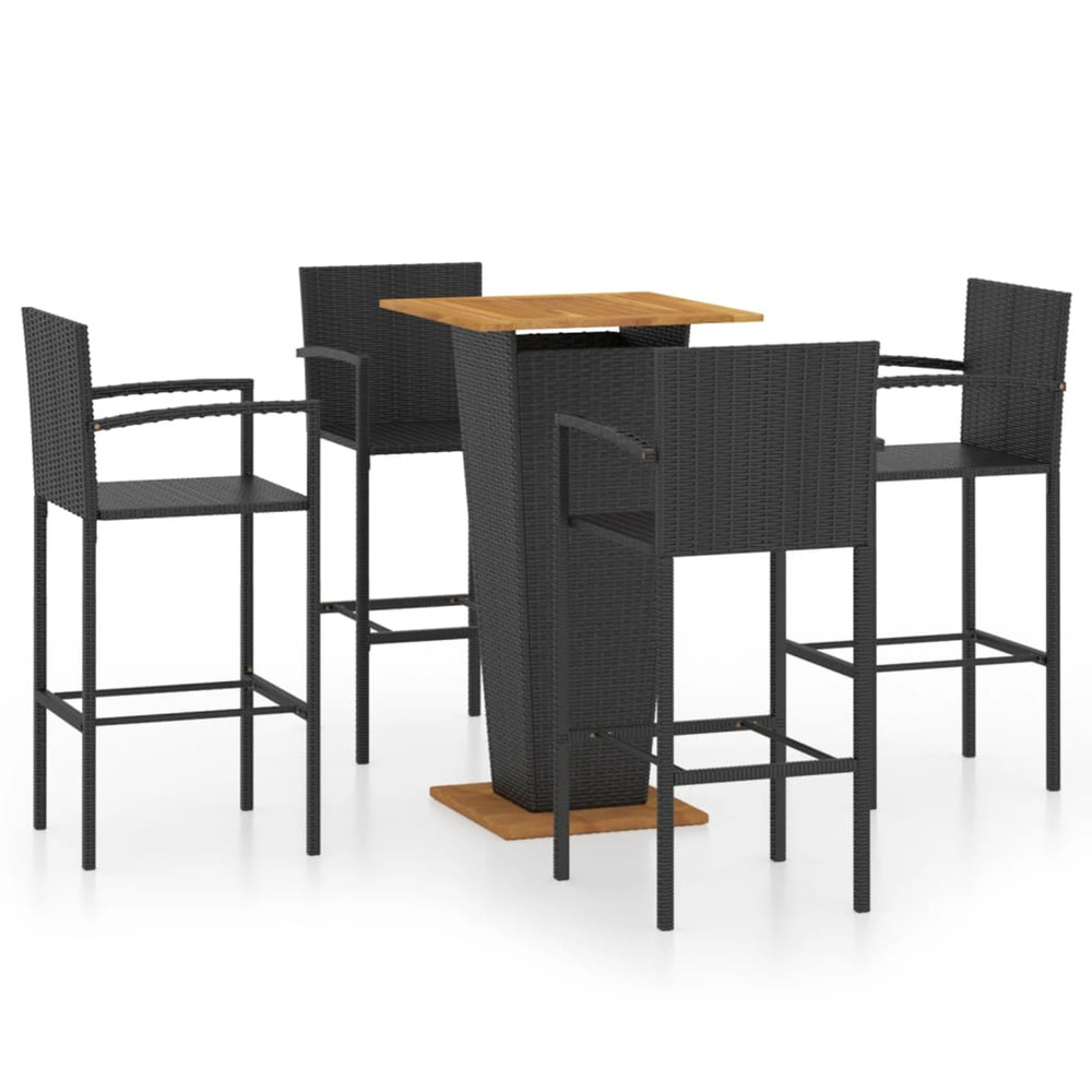 Ensemble de bar de jardin 5 pcs noir