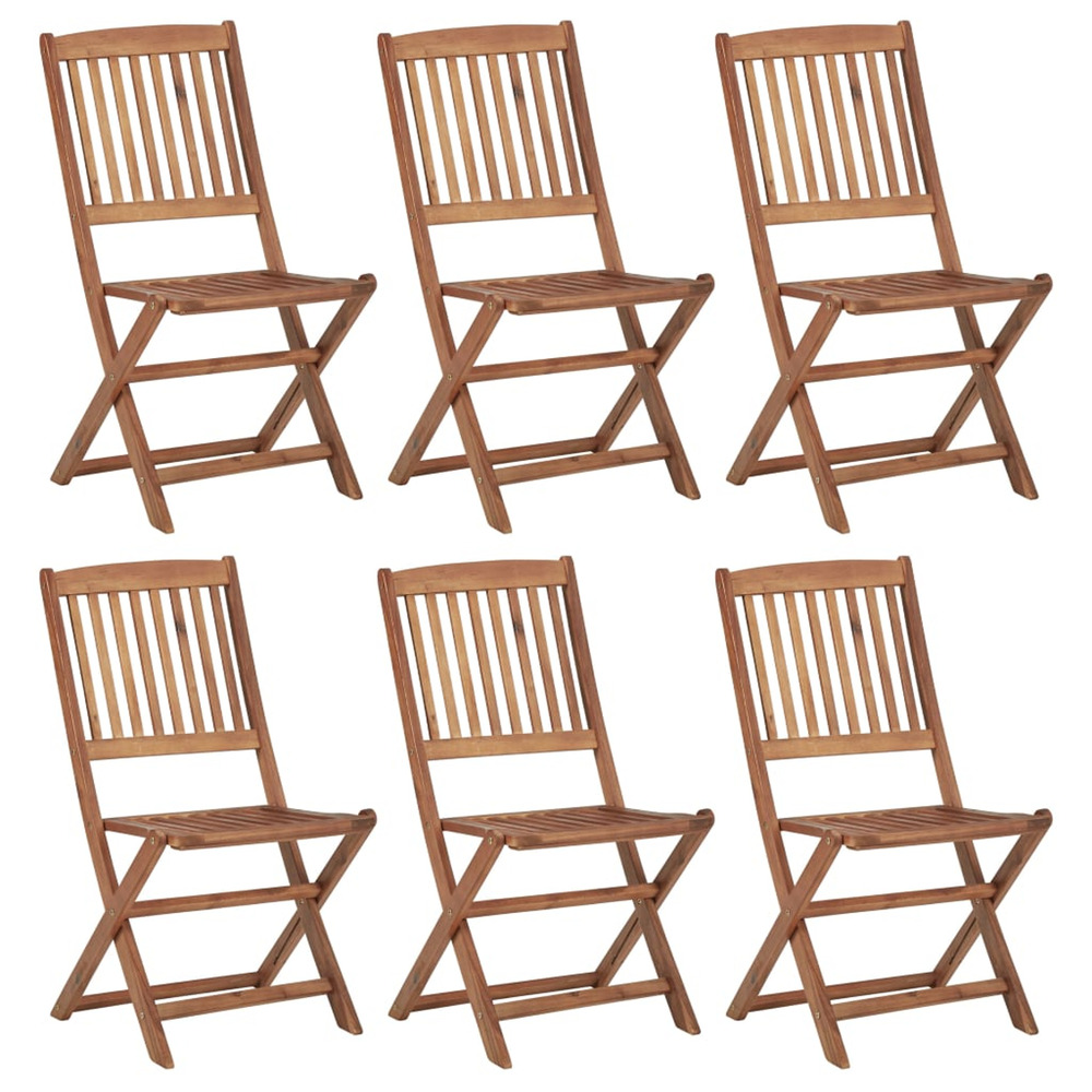 Chaises pliables de jardin lot de 6 bois d'acacia solide