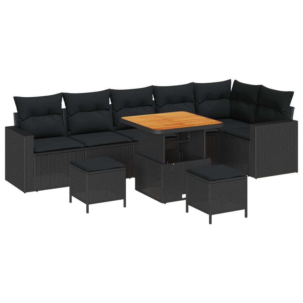 Ensemble de canapé de jardin 9 pc noir polyrotin