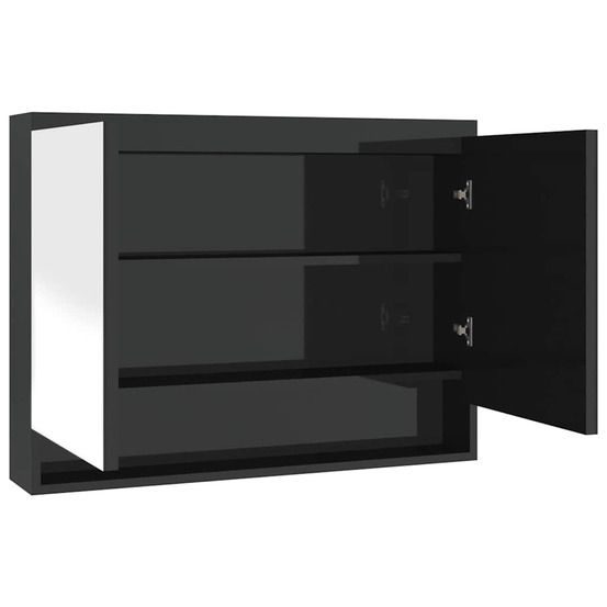 Armoire à miroir de salle de bain 80x15x60 cm mdf noir brillant