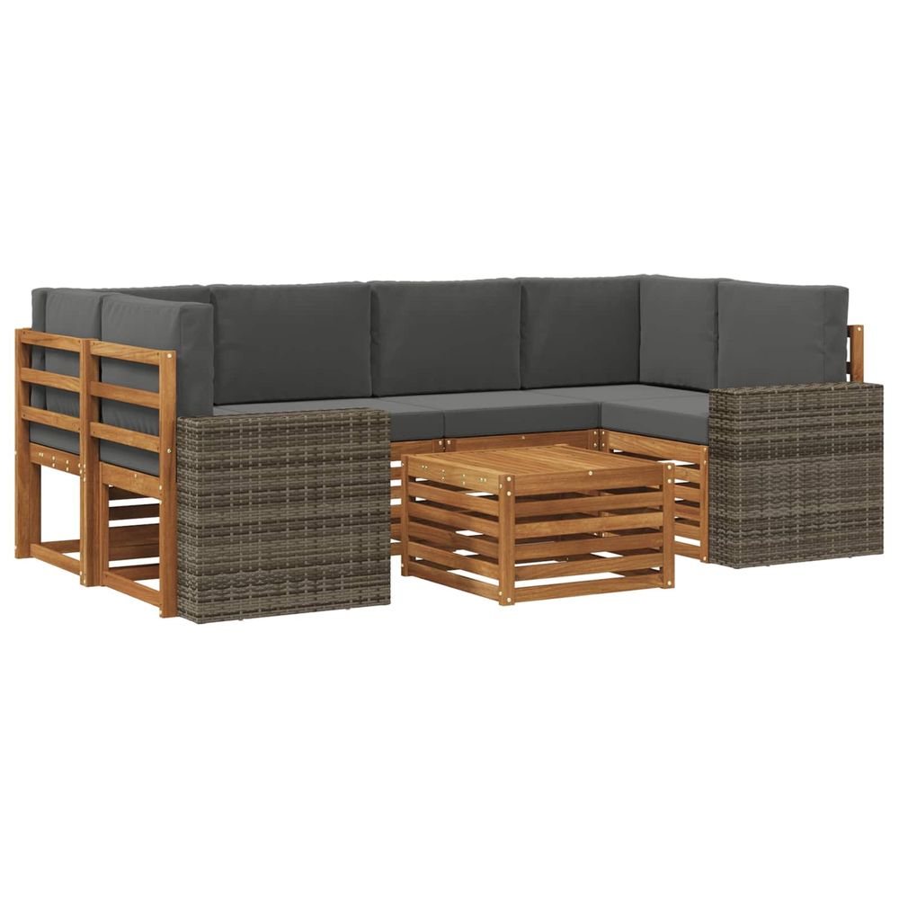 Ensemble de canapés d'extérieur 7 pc naturel et anthracite