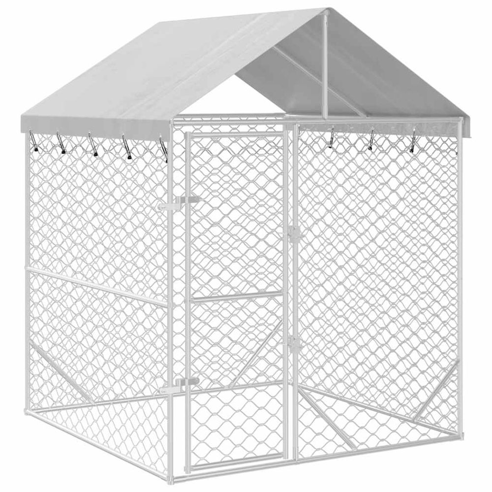 Chenil d'extérieur pour chiens avec toit argenté 2x2x2,5 m