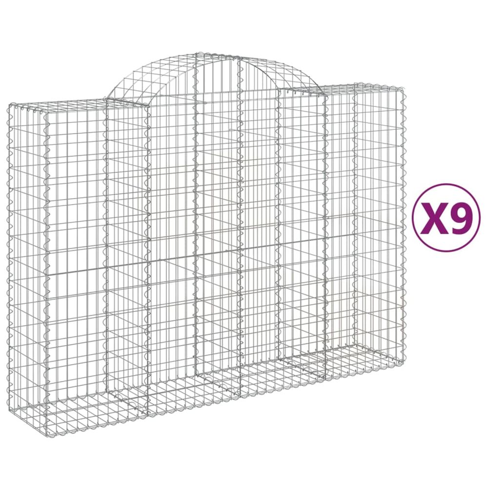 Paniers à gabions arqués 9 pcs 200x50x140/160 cm fer galvanisé