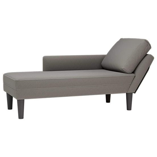 Chaise longue avec coussin gris clair tissu en velours côtelé bain de soleil