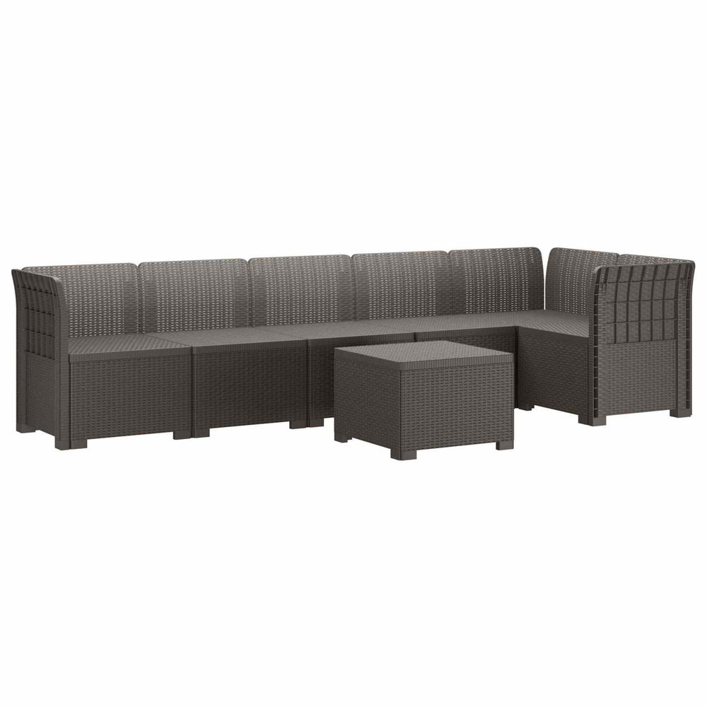 Canapé de jardin 6 places aspect rattan pp gris clair