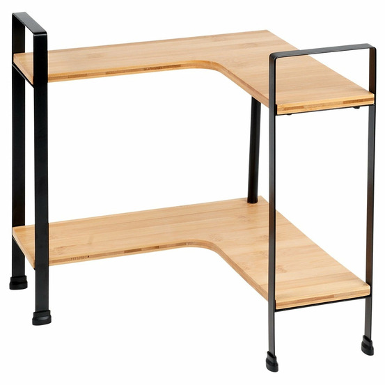 Étagère d'angle de cuisine en bois 2 niveaux 29,5 x 29,5 x 33,5 cm