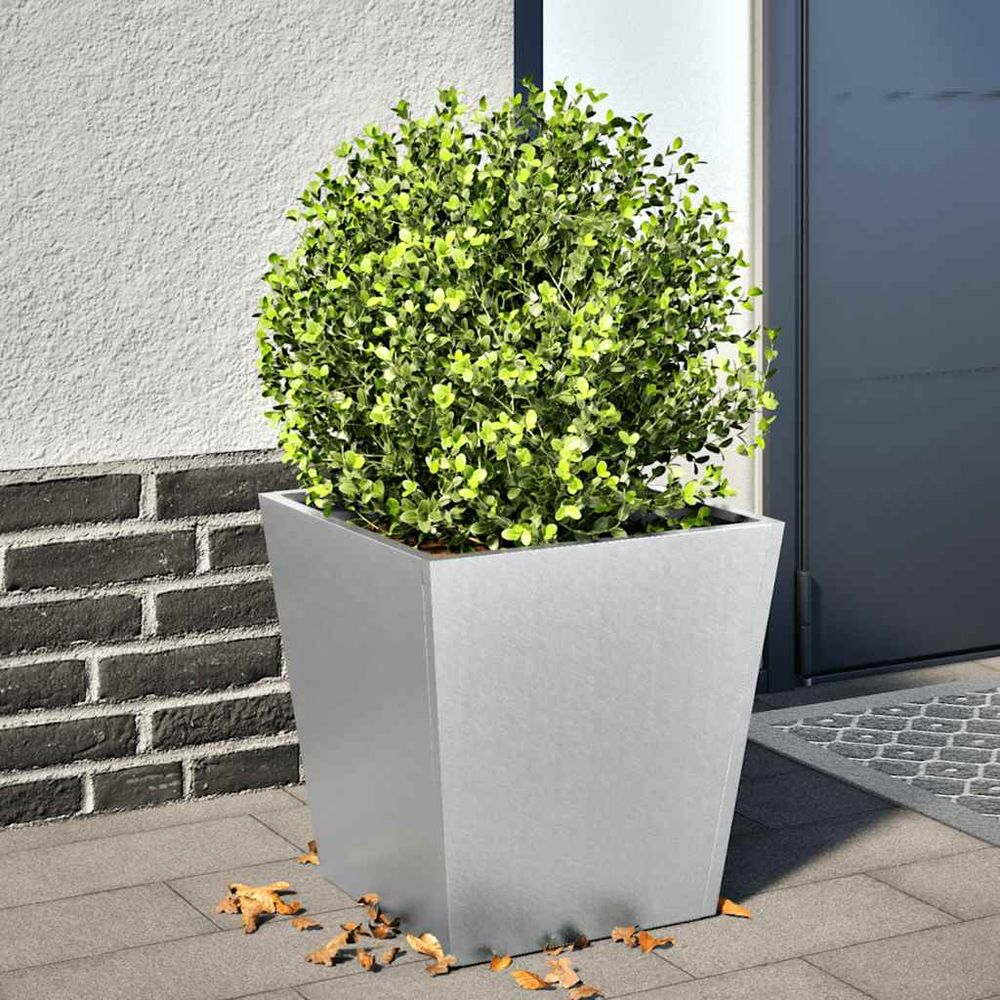 Jardinière carrée en acier galvanisé pour jardin 40x40x40 cm argent