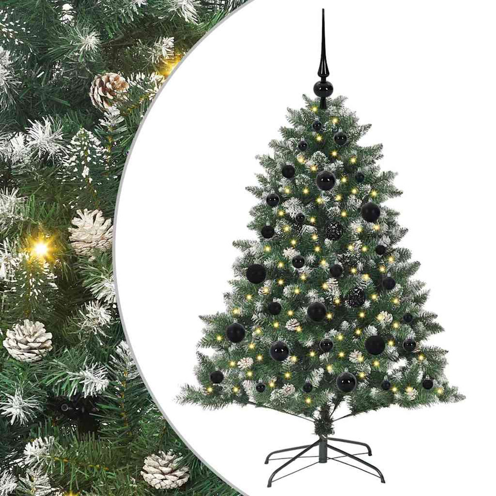 Sapin de noël artificiel vert 120 cm pvc, plastique et acier