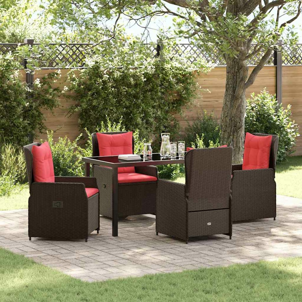 Ensemble de salle à manger pour jardin 5 pcs marron poly rotin