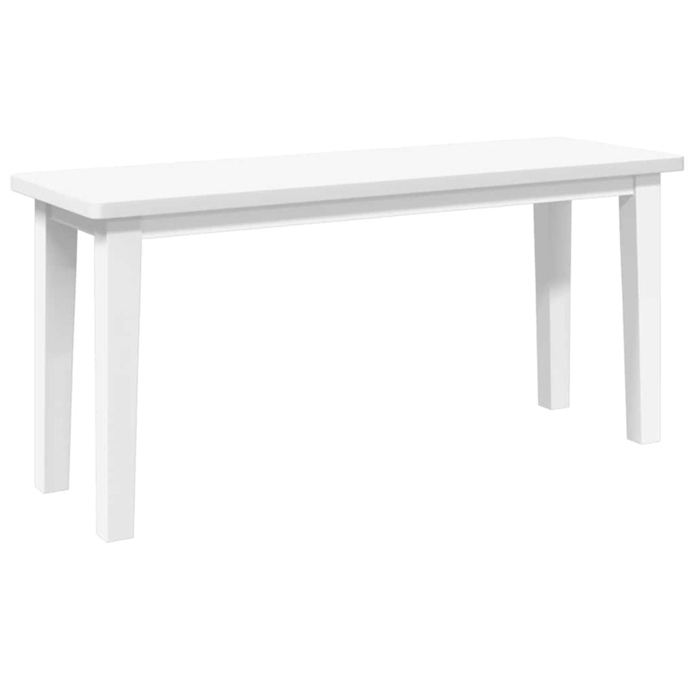 Banc 90 cm blanc bois massif caoutchouc