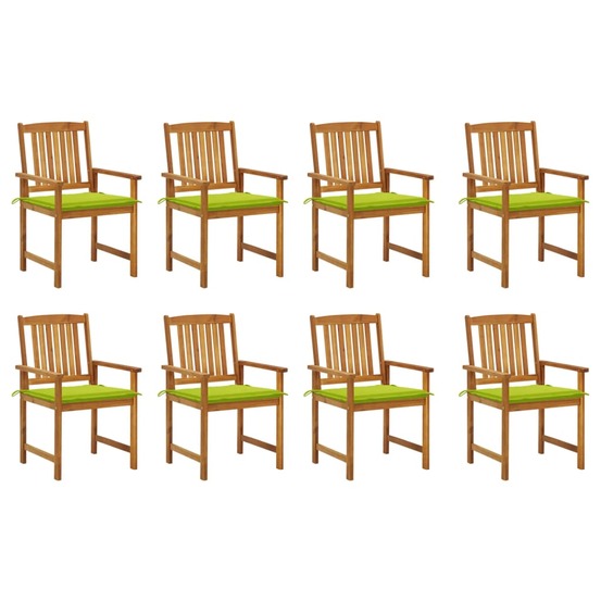 Chaises de jardin avec coussins lot de 8 bois d'acacia solide
