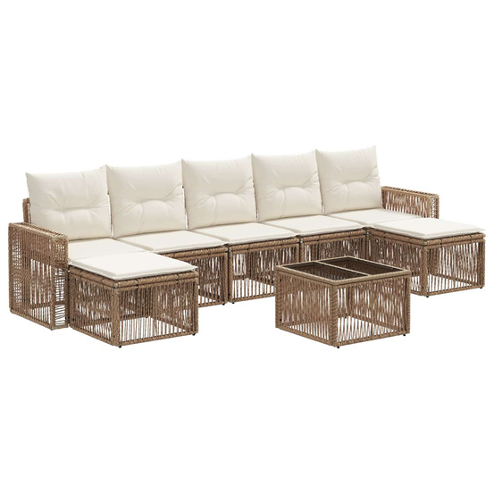 Ensemble de canapé de jardin 8 pcs beige et blanc crème