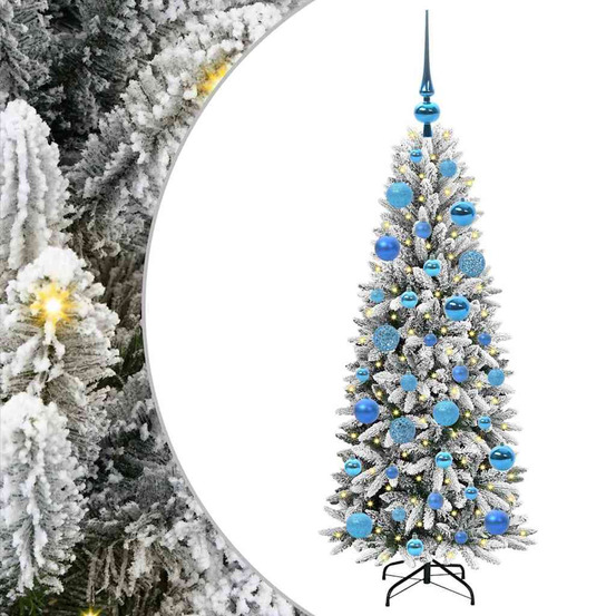 Sapin de noël artificiel avec 150 led avec support blanc 120 cm