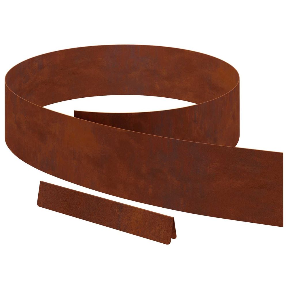 Bordure de pelouse 4 pc 450 x 15 cm acier patiné rouillé
