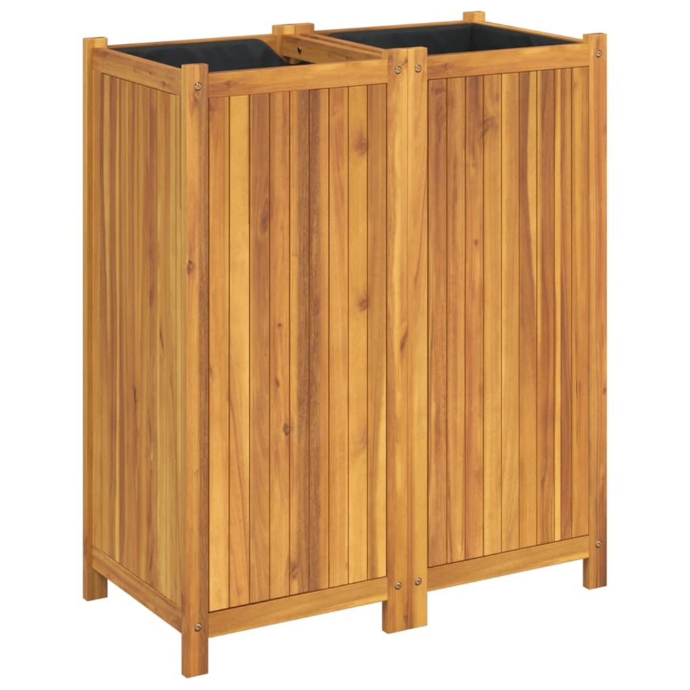 Jardinière d'extérieur avec doublure 84x42x100 cm bois massif d'acacia
