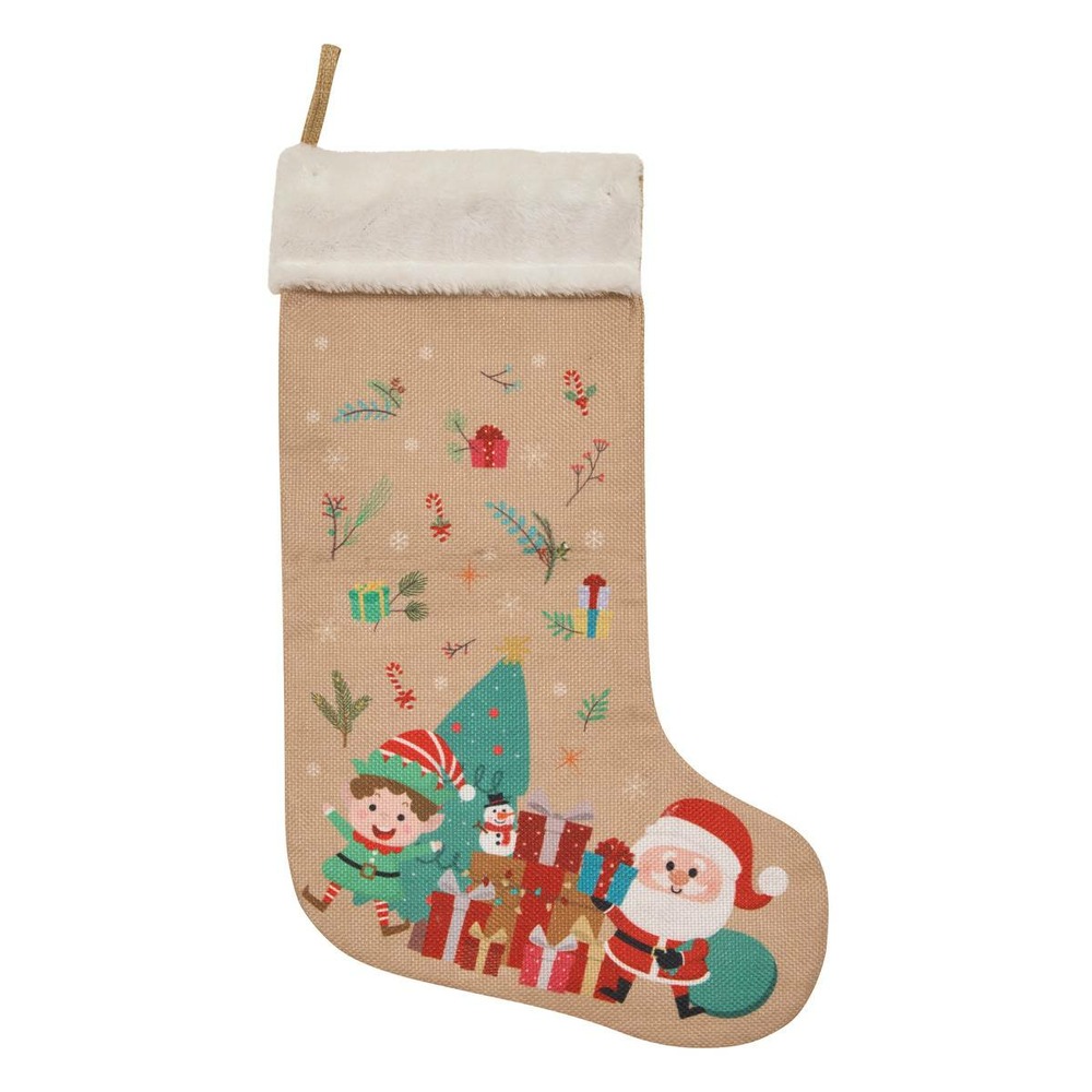 Botte pere noel jute h45cm