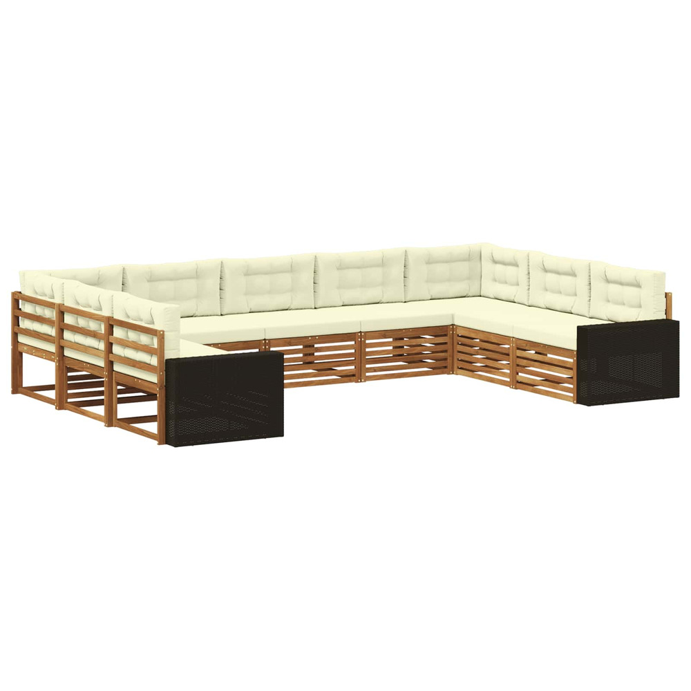 Ensemble de canapés d'extérieur 9 pcs naturel et crème